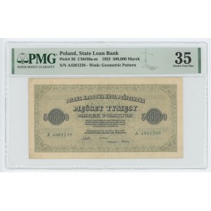 500,000 Polish marks 1923 - series A numbering 7 digits - PMG 35