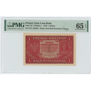 1 Polish mark 1919 - 1st series FT - PMG 65 EPQ