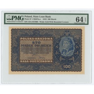100 Polish marks 1919 - ID Serja A - PMG 64 EPQ