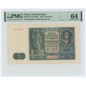50 zloty 1941 - E series - PMG 64