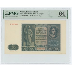 50 zloty 1941 - D series - PMG 64