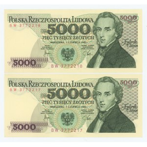 5.000 złotych 1982 - seria BW - 2 sztuki