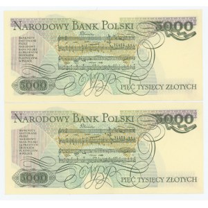 5,000 zloty 1982 - BW series - 2 pieces