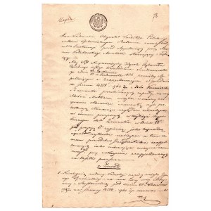 Dokument z 19/31 października 1837, papier Banku Polskiego z 1837 Jeziornya