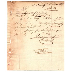 Dokument nota z 1807 roku z papierni Zoonen