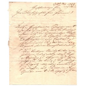 Letter in German written at Carolath Castle in 1822, paper C &amp; I Honig