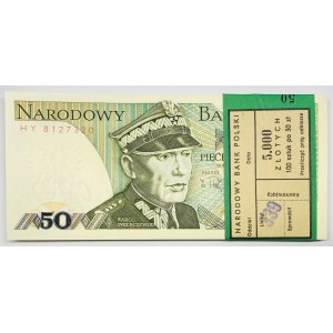 Bank Packet 100 pieces of 50 zloty 1988 together with a banderole - HY series