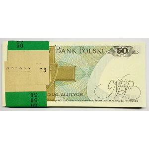 Bankový balíček 100 kusov 50 zlotých 1988 vrátane banderolky - séria HY