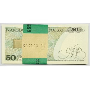 Paczka Bankowa 100 sztuk 50 złotych 1988 wraz z banderolą - seria KG