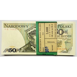 Paczka Bankowa 100 sztuk 50 złotych 1988 wraz z banderolą - seria KG