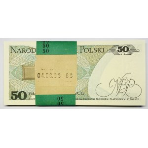 Paczka Bankowa 100 sztuk 50 złotych 1988 wraz z banderolą - seria KG