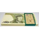 Paczka Bankowa 100 sztuk 50 złotych 1988 wraz z banderolą - seria HU