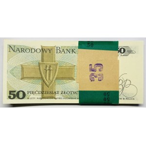 Paczka Bankowa 100 sztuk 50 złotych 1988 wraz z banderolą - seria HP