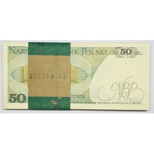 Paczka Bankowa 100 sztuk 50 złotych 1988 wraz z banderolą - seria GH