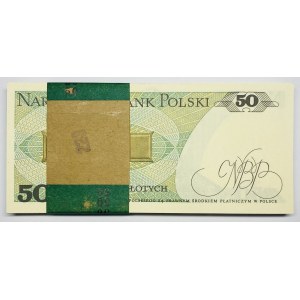 Paczka Bankowa 100 sztuk 50 złotych 1988 wraz z banderolą - seria GB