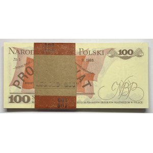 Paczka bankowa 100 sztuk - 100 złotych 1986 seria MU