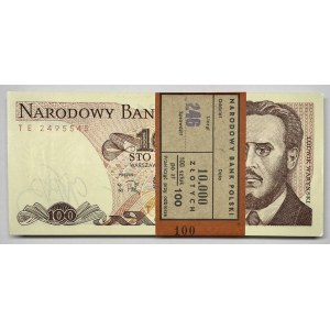 Paczka bankowa 100 sztuk - 100 złotych 1988 seria TE