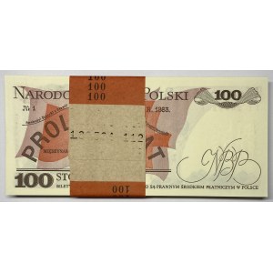 Paczka bankowa 100 sztuk - 100 złotych 1988 seria TE