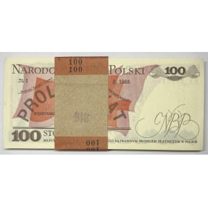 Paczka bankowa 100 sztuk - 100 złotych 1988 seria TP
