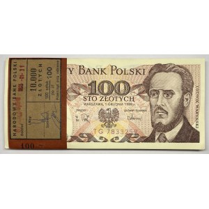 Paczka bankowa 100 sztuk - 100 złotych 1988 seria TG