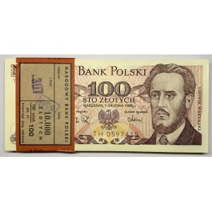 Paczka bankowa 100 sztuk - 100 złotych 1988 seria TH