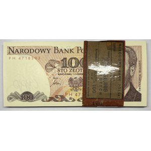 Paczka bankowa 100 sztuk - 100 złotych 1986 seria PH