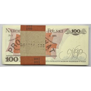 Paczka bankowa 100 sztuk - 100 złotych 1988 seria TN