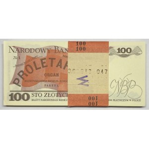 Paczka bankowa 100 sztuk - 100 złotych 1988 seria SW