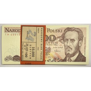 Paczka bankowa 100 sztuk - 100 złotych 1988 seria TM