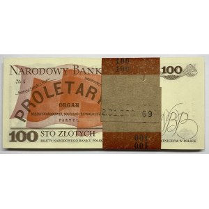 Paczka bankowa 100 sztuk - 100 złotych 1986 seria PD