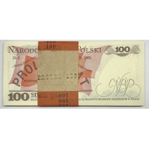 Paczka bankowa 100 sztuk - 100 złotych 1988 seria TT