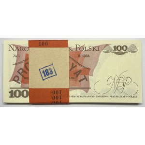 Paczka bankowa 100 sztuk - 100 złotych 1986 seria RY