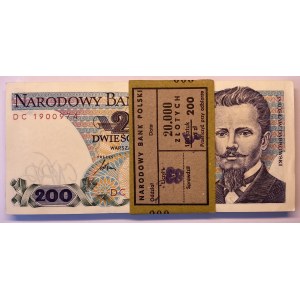 Paczka bankowa 200 złotych 1986 seria DC - (100 sztuk)