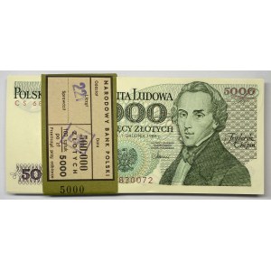 Paczka bankowa 5.000 złotych 1988 - CS - 100 sztuki , różna numeracja - RZADKA