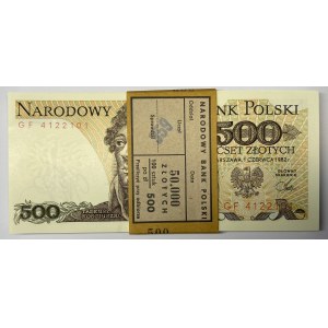 Paczka bankowa 500 złotych 1982 seria GF 71 sztuk