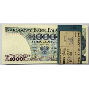 PACZKA 1.000 złotych 1982 - seria KF oraz 7 innych - 100 sztuk