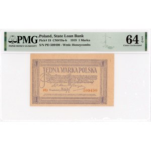 1 marka polska 1919 - seria PD - PMG 64 EPQ