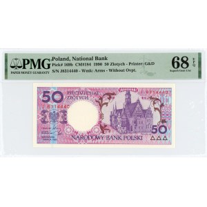 50 zlotých 1990 - série J - série Polská města - PMG 68 EPQ