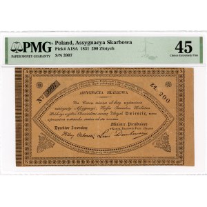 Treasury Assignment for 200 zloty 1831 unfilled - November Uprising 1830-1831 - PMG 45