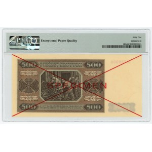 500 zloty 1948 - SPECIMEN A789000/123456 - PMG 65 EPQ