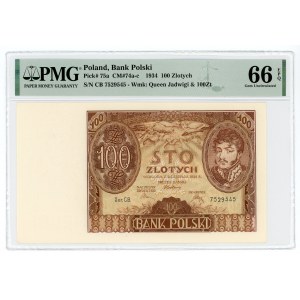 100 zlatých série 1934 C.B. - PMG 66 EPQ