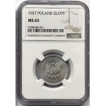 1 złoty 1957 - NGC MS65 - NAJRZADSZY ROCZNIK