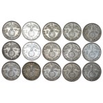 GERMANY - Set of 15 pieces of 2 marks (1937-1939) different mints