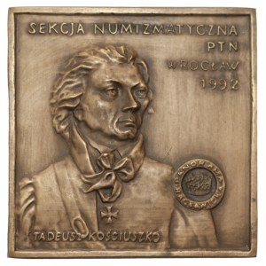 Plakietka Sekcja Numizmatyczna PTN - Tadeusz Kościuszko - Wrocław 1992
