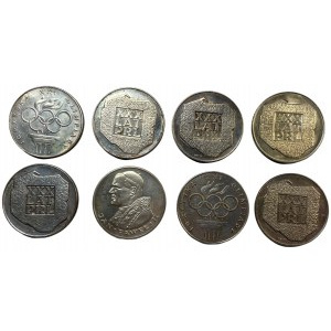 Zestaw 8 monet PRL -5 x XXX lat PRL 1974, 1000 złotych Jan Paweł II 1983, 2 x 200 złotych 1976 Igrzyska Olimpijskie