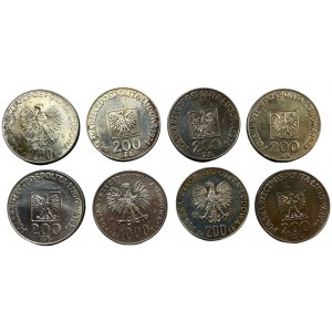 Zestaw 8 monet PRL -5 x XXX lat PRL 1974, 1000 złotych Jan Paweł II 1983, 2 x 200 złotych 1976 Igrzyska Olimpijskie