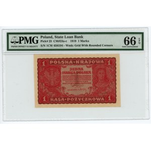 1 Polish mark 1919 - 1st Series CW - PMG 66 EPQ
