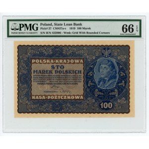 100 marek polskich 1919 - IE Serja N - PMG 66 EPQ