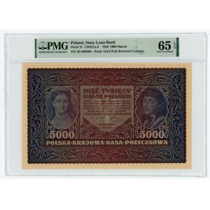 5.000 marek polskich 1920 - II Serja D - PMG 65 EPQ