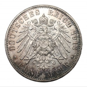 GERMANY - Wilhelm II - 5 marks 1913 (A) Berlin 25th anniversary of reign